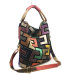 Sac à bandoulière en cuir, grand fourre-tout, patchwork, multicolore – Image 4