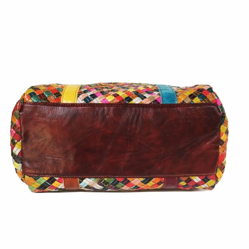 Sac à bandoulière en cuir, tissé à la main, arc-en-ciel, fourre-tout, multicolore – Image 5