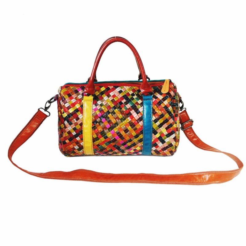Sac à bandoulière en cuir, tissé à la main, arc-en-ciel, fourre-tout, multicolore – Image 6