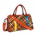 Sac à bandoulière en cuir, tissé à la main, arc-en-ciel, fourre-tout, multicolore – Image 2