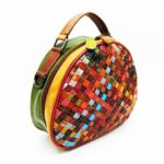 Sac à bandoulière en cuir, tissé à la main, arc-en-ciel, sacoche, multicolore – Image 2