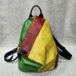 Sac à dos en cuir véritable, multicolore, grande capacité