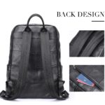 Sac à dos en cuir, grande capacité, noir – Image 4