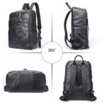Sac à dos en cuir, grande capacité, noir – Image 3