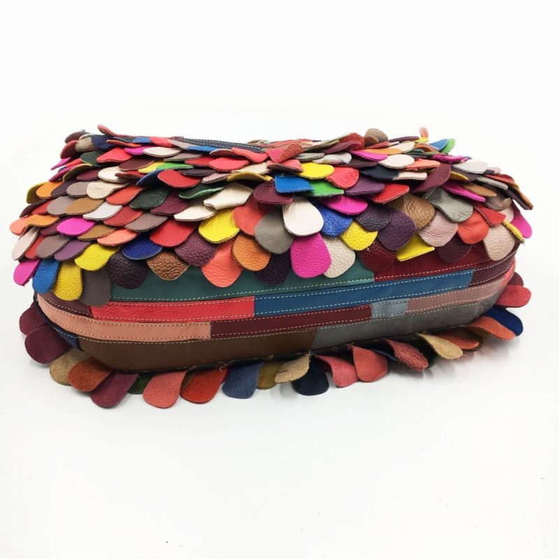 Sac à bandoulière en cuir, à main, patchwork, multicolore – Image 3