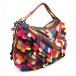 Sac à bandoulière en cuir, à main, patchwork, multicolore – Image 2