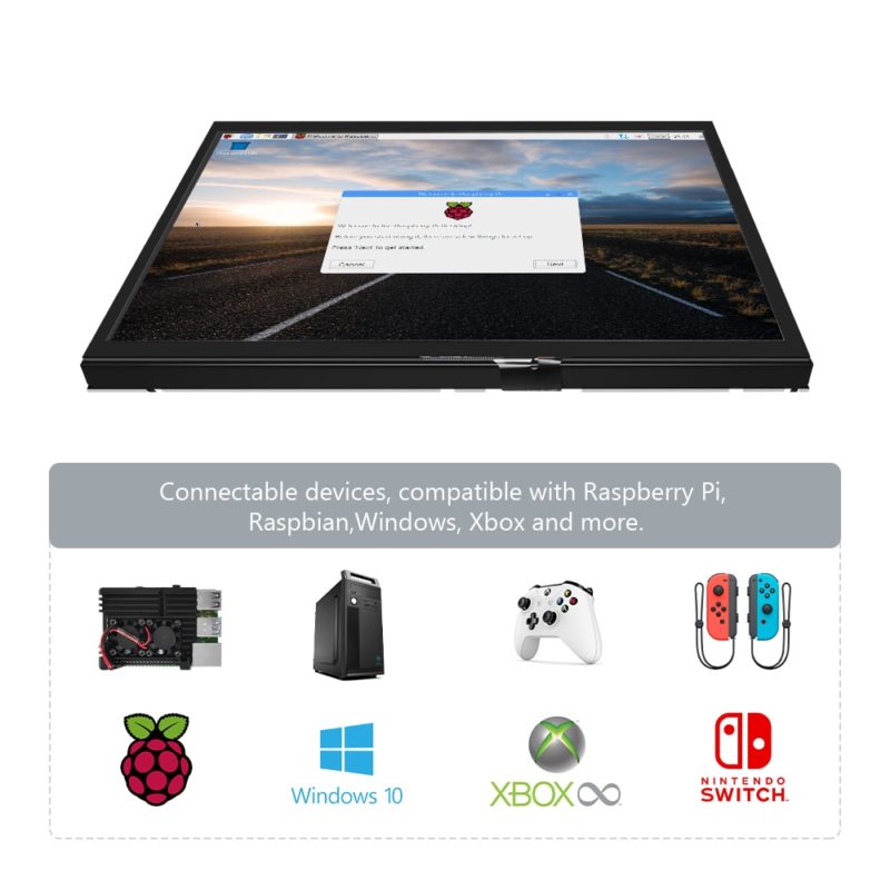 Écran tactile capacitif LCD (B), 10.1 pouces, IPS, avec étui et couvercle en verre trempé, pour Raspberry Pi 4/3B – Image 5