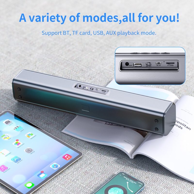 Enceinte Bluetooth sans fil 2.0, effet de lumière, carte TF, 1800mAh – Image 2