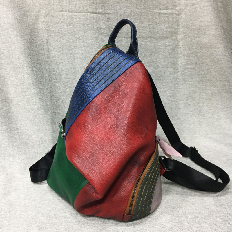 H5c5d720482da43f0ba73aed0d34b864ct Sac à dos en cuir véritable, multicolore, grande capacité – Image 6