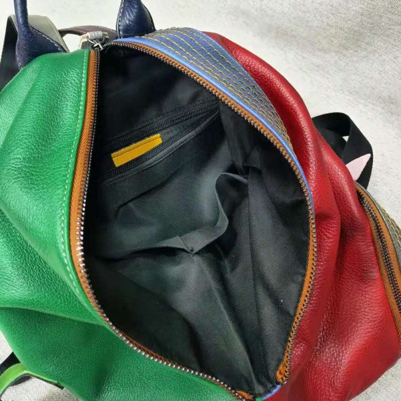 H77311673aa8c424bb116c4854a745339H Sac à dos en cuir véritable, multicolore, grande capacité – Image 8