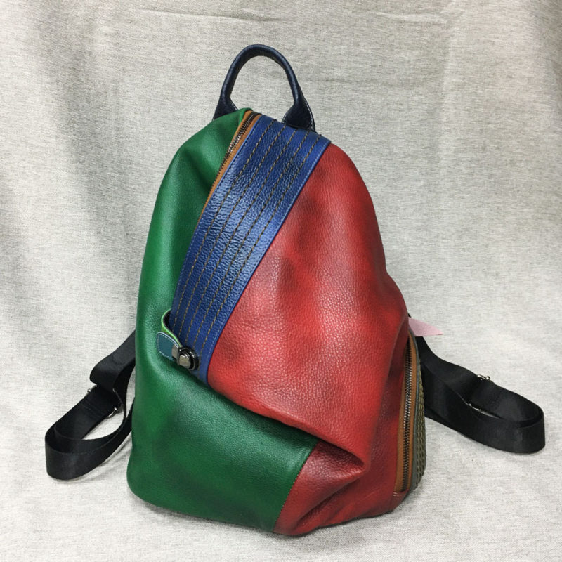 H9deb9ac6a9a64e42a8f3eb7ed95b00f0l Sac à dos en cuir véritable, multicolore, grande capacité – Image 2