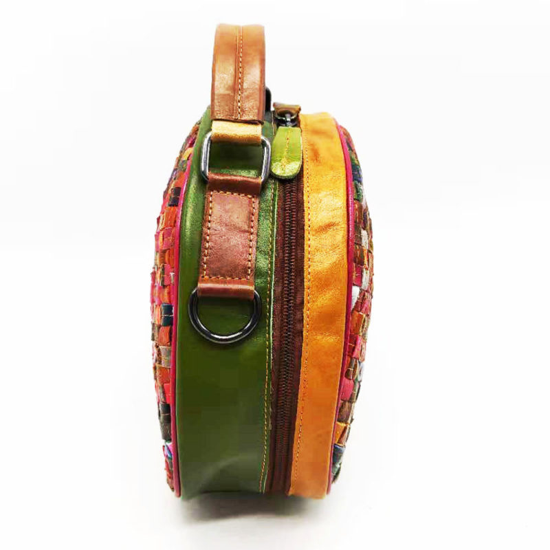 Sac à bandoulière en cuir, tissé à la main, arc-en-ciel, sacoche, multicolore – Image 3