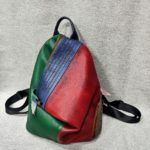 Sac à dos en cuir véritable, multicolore, grande capacité – Image 7