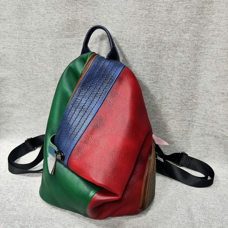 He0e741cef1f4439e96b59d56dbc8b0f4Q Sac à dos en cuir véritable, multicolore, grande capacité – Image 7
