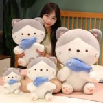 Peluche Chat avec poisson, doux et mignon, kawaii, de 25 à 60 cm – Image 5