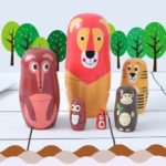 Poupées russes, Matryoshka en bois, animaux de la jungle, ensemble de 6 pièces