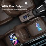 Station de charge rapide 40W 8A, pour prise de voiture, 8 Ports, affichage LED, Apple, Android, QC 3.0 PD – Image 2