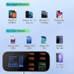 Station de charge rapide 40W 8A, pour prise de voiture, 8 Ports, affichage LED, Apple, Android, QC 3.0 PD – Image 6