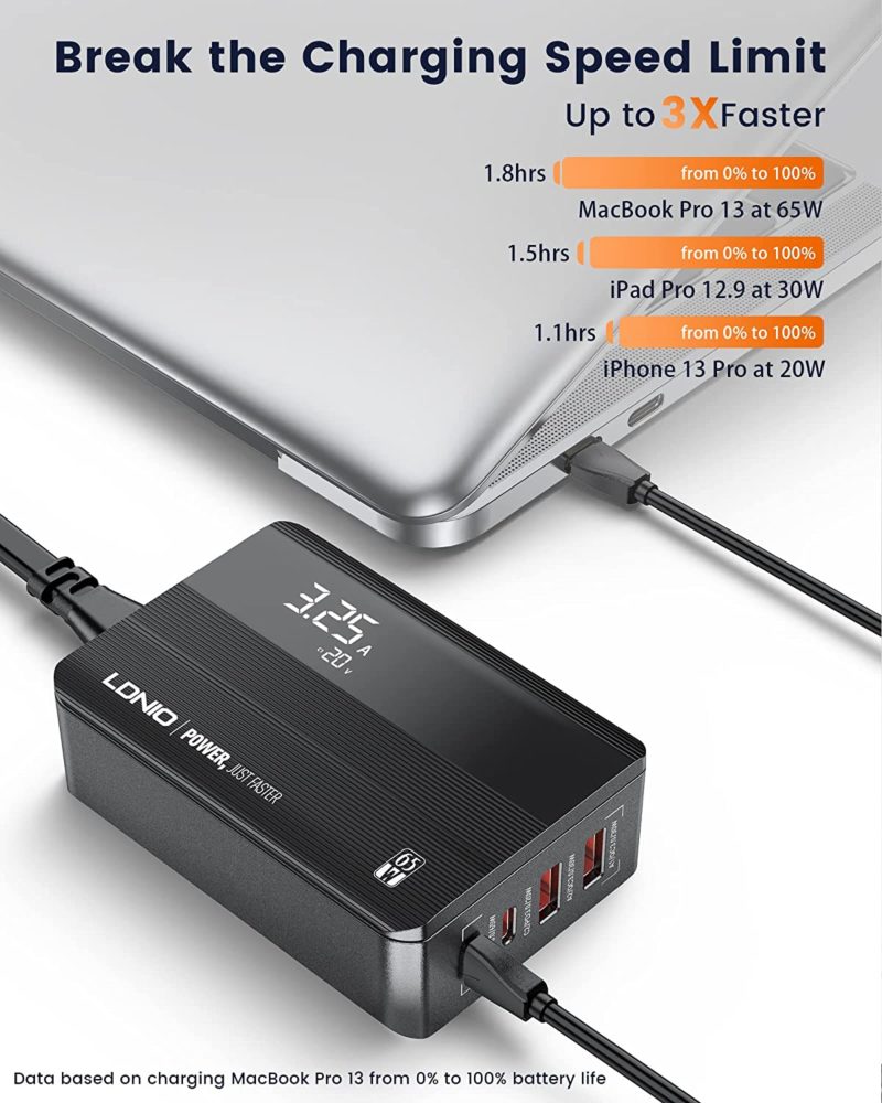 134039-vpsdqp.jpg Station de charge rapide 65W, 4 Ports, pour Samsung, iPhone 12, 13, MacBook, iPad, PPS et PD – Image 3
