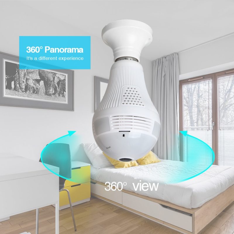 134091-9dynmr.jpg Ampoule E27 avec caméra de surveillance 360°, Wifi, 1080P, vision nocturne, avec carte SD 128GB – Image 4