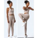 Ensemble de fitness élastique et doux, soutien-gorge de gymnastique, Legging taille haute, 2 pièces