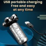 Rasoir électrique professionnel à 7 lames pour barbe et cheveux, rechargeable, coque en métal – Image 4