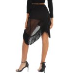 Jupe à frange asymétrique ajourée, à franges, vêtement de danse – Image 2