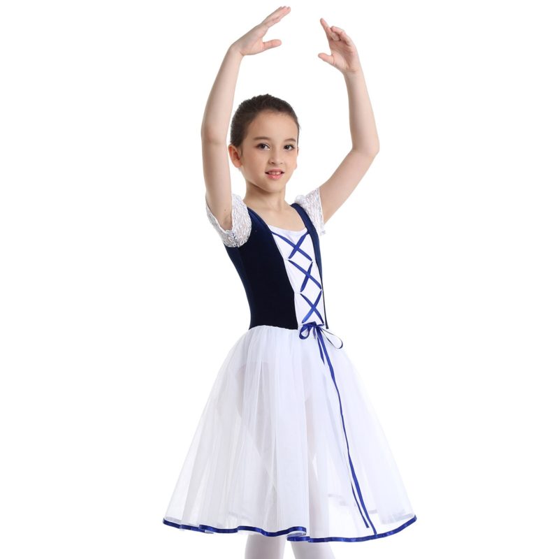 135626-4iwxk8.jpg Robe de ballet Tutu pour fille, manches courtes, en dentelle, vêtement de danse – Image 6