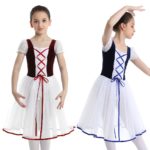 Robe de ballet Tutu pour fille, manches courtes, en dentelle, vêtement de danse – Image 5