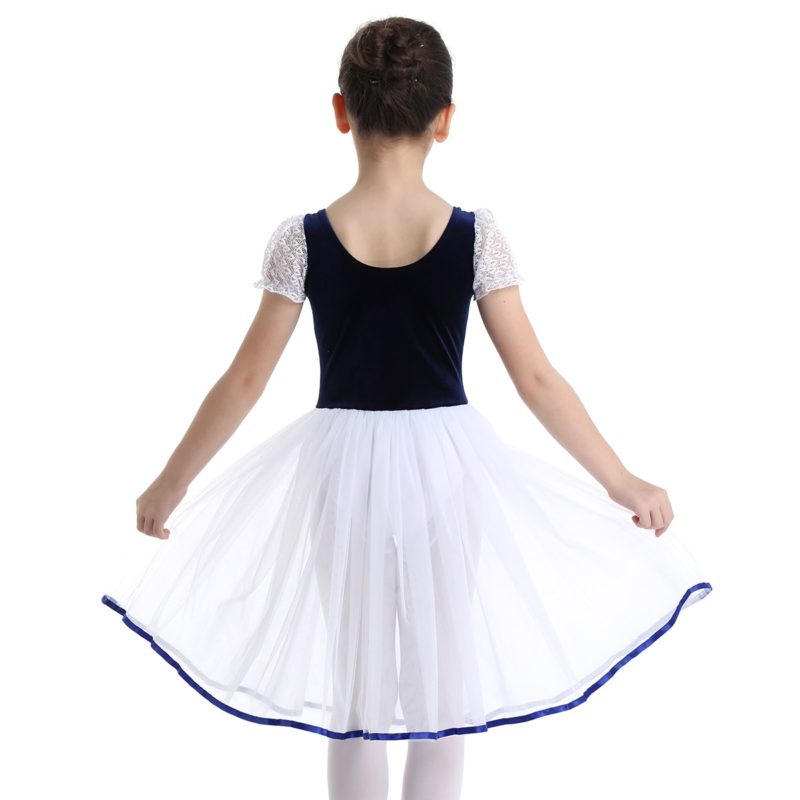 135626-xvvqic.jpg Robe de ballet Tutu pour fille, manches courtes, en dentelle, vêtement de danse – Image 2