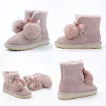 Bottines en daim, laine et cuir de mouton, fourrure de renard, Boots avec Pompon – Image 6