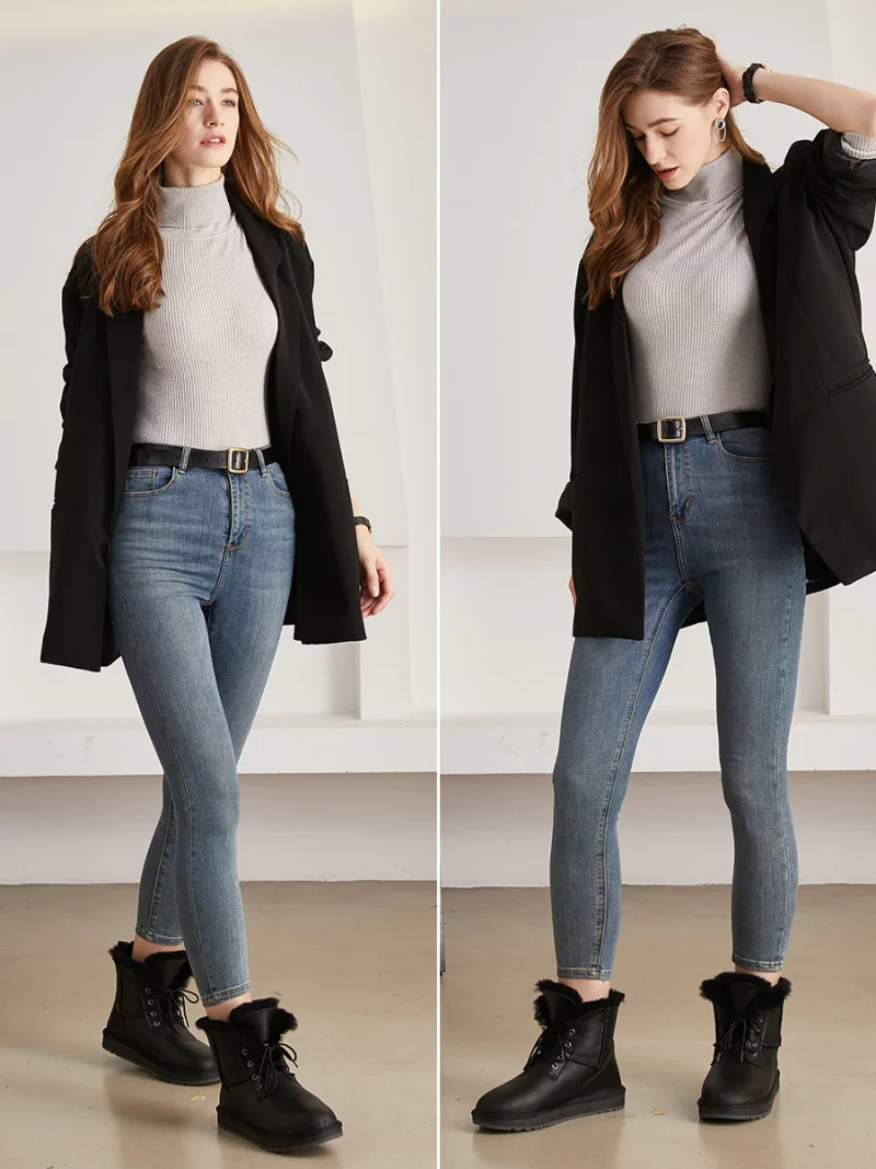 H2aa976e506814f8d8e512c0acbc91be7R Bottines d'hiver, peau et laine de mouton naturelle, doublée de fourrure, Boots imperméable – Image 3