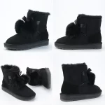 Bottines en daim, laine et cuir de mouton, fourrure de renard, Boots avec Pompon – Image 9