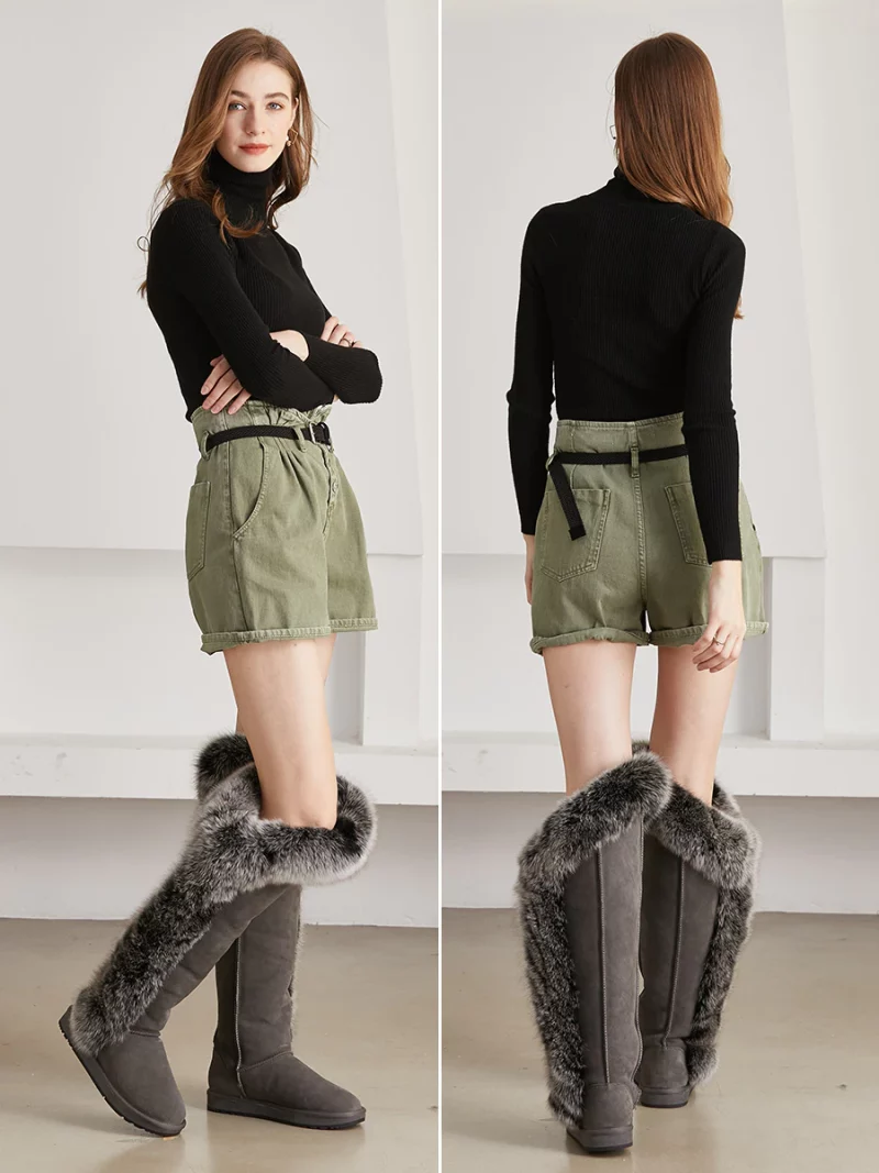H8f868331be164e978ca027415dae98f2P Bottes hautes d'hiver en cuir, fourrure de renard, doublure en fourrure de mouton naturelle, imperméables – Image 4