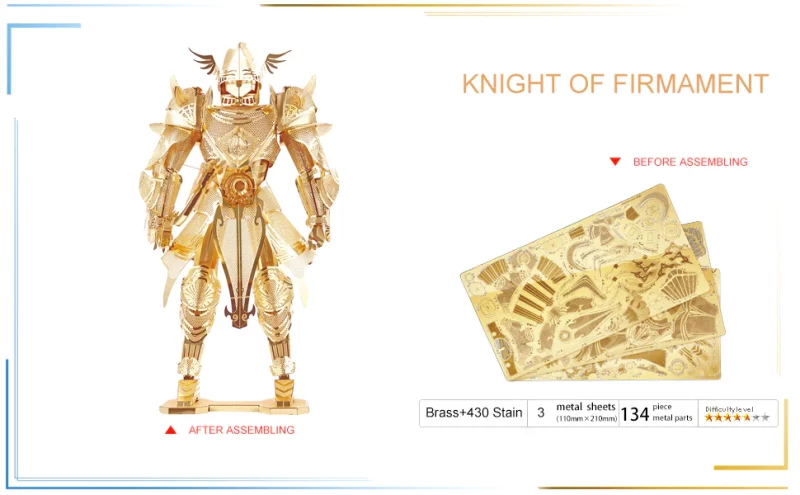 Kit de construction 3D en acier inoxydable, Knight of Firmament, 134 pièces – Image 5