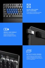 Clavier de jeu mécanique Bluetooth GK300, en alliage d'aluminium, sans fil, avec repose-poignet – Image 8