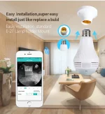Ampoule E27 avec caméra de surveillance 360°, Wifi, 1080P, vision nocturne, avec carte SD 128GB – Image 9