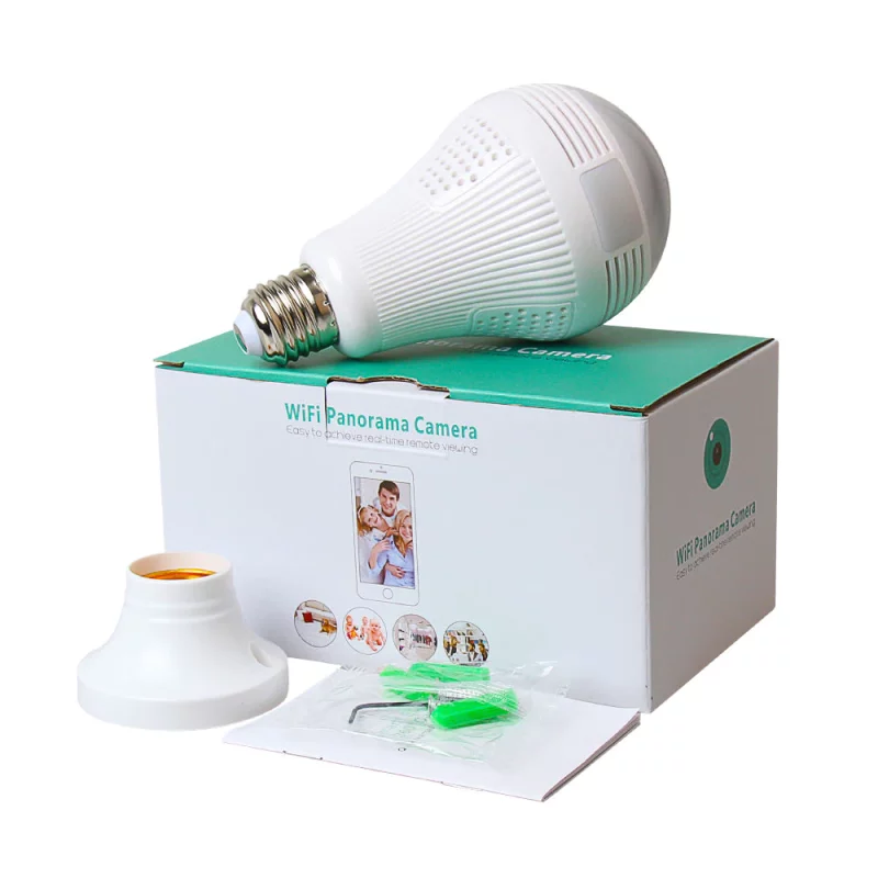 S079c1c918dac464b95e4aa23a6eb6f43F Ampoule E27 avec caméra de surveillance 360°, Wifi, 1080P, vision nocturne, avec carte SD 128GB – Image 14