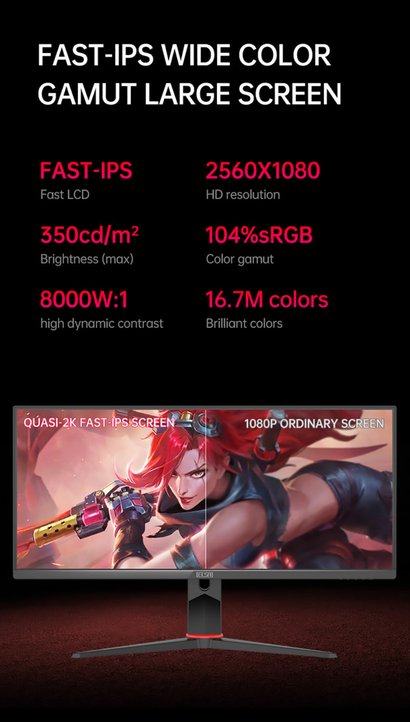 S5a700f50ace5432a9fa6f97d5238b127X Moniteur Gaming, écran IPS 30", 2560x1080, 200Hz, 350cd/m², 1ms – Image 8