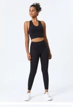 Ensemble de fitness élastique et doux, soutien-gorge de gymnastique, Legging taille haute, 2 pièces – Image 11