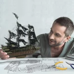 Kit de construction 3D en acier inoxydable, The Flying Dutchman, bateau de pirate, 369 pièces – Image 3