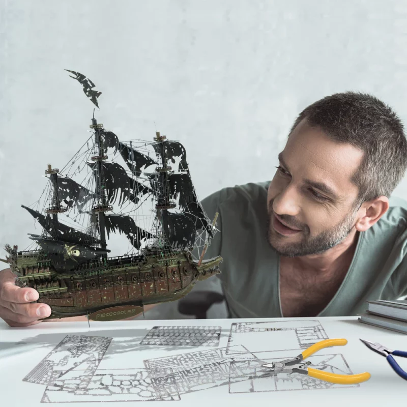 Kit de construction 3D en acier inoxydable, The Flying Dutchman, bateau de pirate, 369 pièces – Image 3
