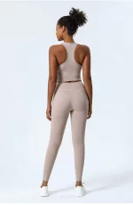 Ensemble de fitness élastique et doux, soutien-gorge de gymnastique, Legging taille haute, 2 pièces – Image 14