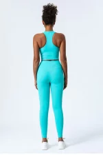 Ensemble de fitness élastique et doux, soutien-gorge de gymnastique, Legging taille haute, 2 pièces – Image 3