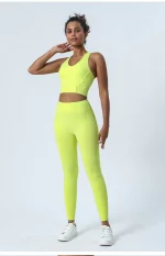 Ensemble de fitness élastique et doux, soutien-gorge de gymnastique, Legging taille haute, 2 pièces – Image 10