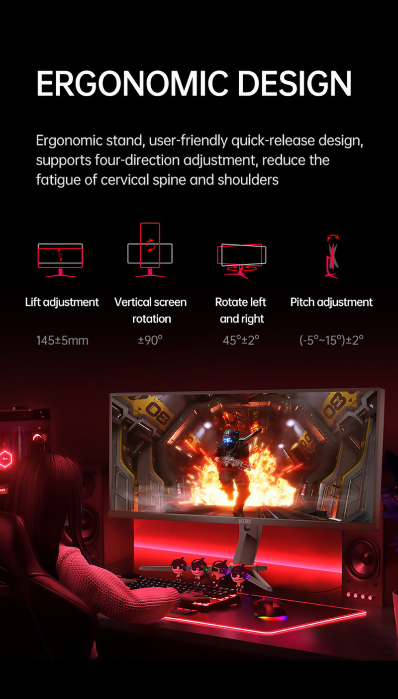 Sd2701d5ae2344f65b0d85dd03fcf955dE Moniteur Gaming, écran IPS 30", 2560x1080, 200Hz, 350cd/m², 1ms – Image 12