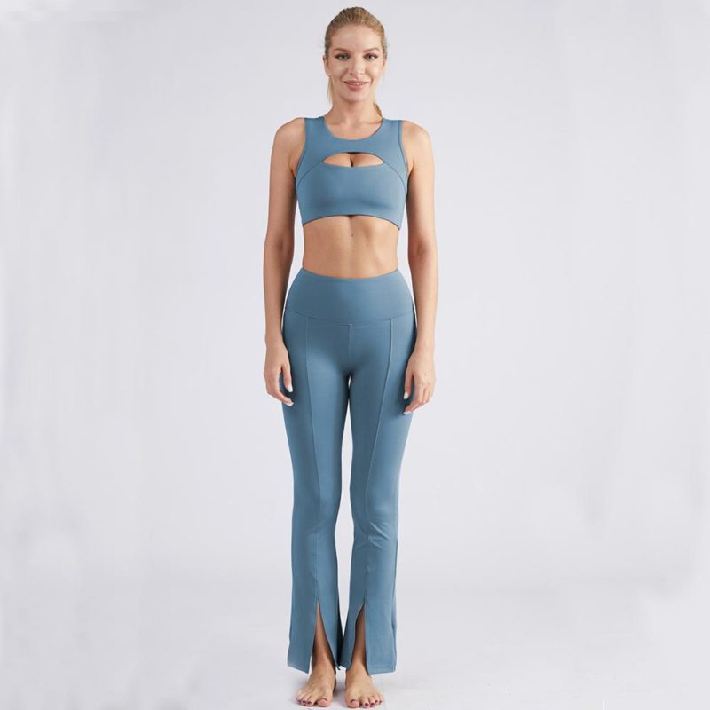 Ensemble de sport sans couture 2 pièces, taille haute, soutien-gorge, Fitness, Yoga – Image 3
