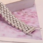 Bracelet en diamant moissanite de 3 mm, 4 rangées, 17,78 cm, plaqué or blanc 18k – Image 5