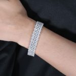 Bracelet en diamant moissanite de 3 mm, 4 rangées, 17,78 cm, plaqué or blanc 18k – Image 2