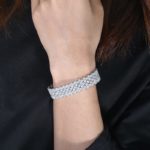 Bracelet en diamant moissanite de 3 mm, 4 rangées, 17,78 cm, plaqué or blanc 18k – Image 3